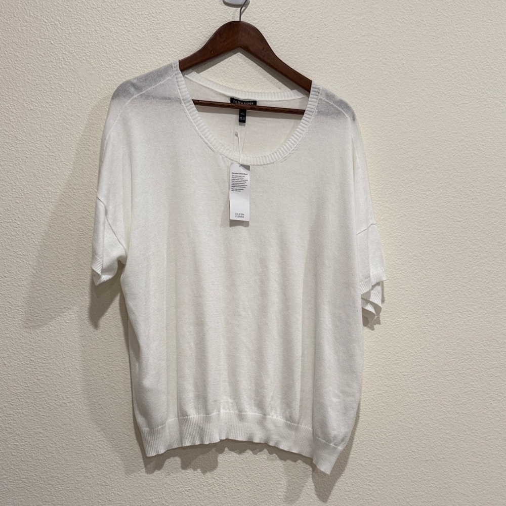 Eileen Fisher Cream Short Sleeve Tee